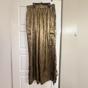 New York & Company Shimmering Gold Maxi Skirt